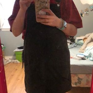 black overall dress